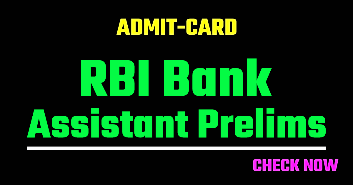 RBI Bank Assistant Prelims Admit Card 2026